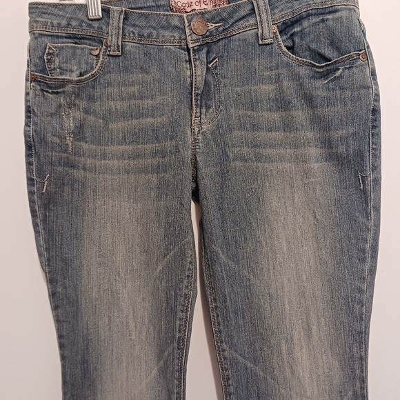 Y2K Flared Jeans Bell Flare Acid Wash Medium Blue Boho Bohemian Festival Vntg 7 - Picture 4 of 14